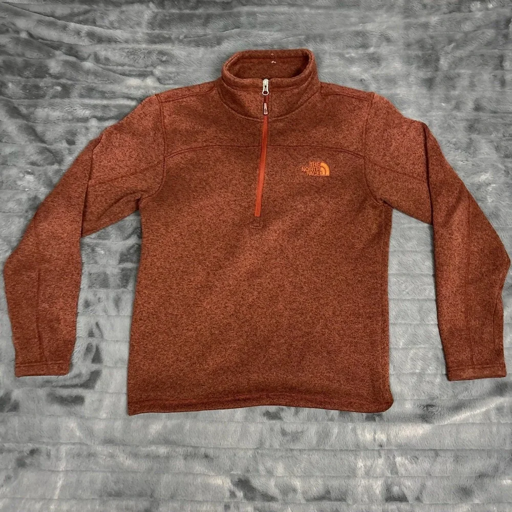 The North Face Gordon Lyons Mens Small Rust Brown Heather Quarter Zip Fleece